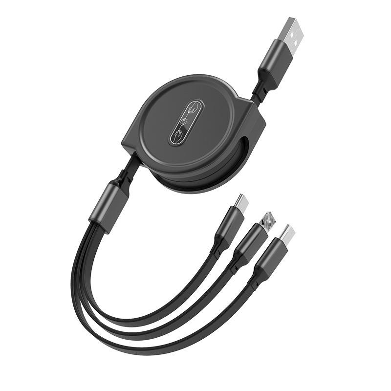 Universal 3-in-1 Fast Charging Cable: Compatible with Apple, Android, and Type-C Devices