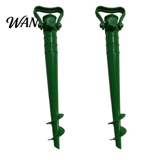 Triangular Handle Umbrella Stake 2Pcs Sun Base with Ground Stake, Screw-in Beach Heavy Duty Holder, Windproof Spiral Stand for Outdoor Yard