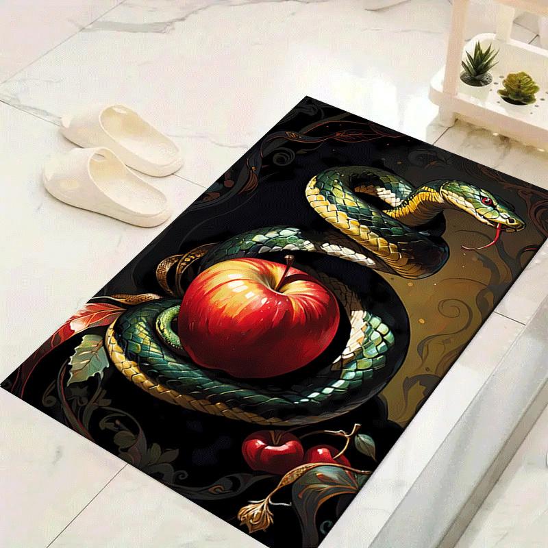 

1pc Apple and Snake Design Area Rug - Soft, Anti-Slip, and Durable Gaming Room Decor for Bedroom 60cm by 90cm