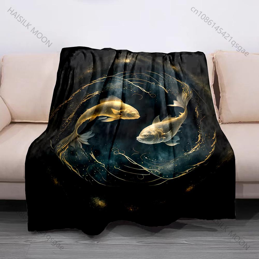 

1PC Cosmic whale with fairytale cottage Print Blanket Flannel Material Soft Warm for All Seasons Home Outdoor Camping Picnics RV 75x90cm