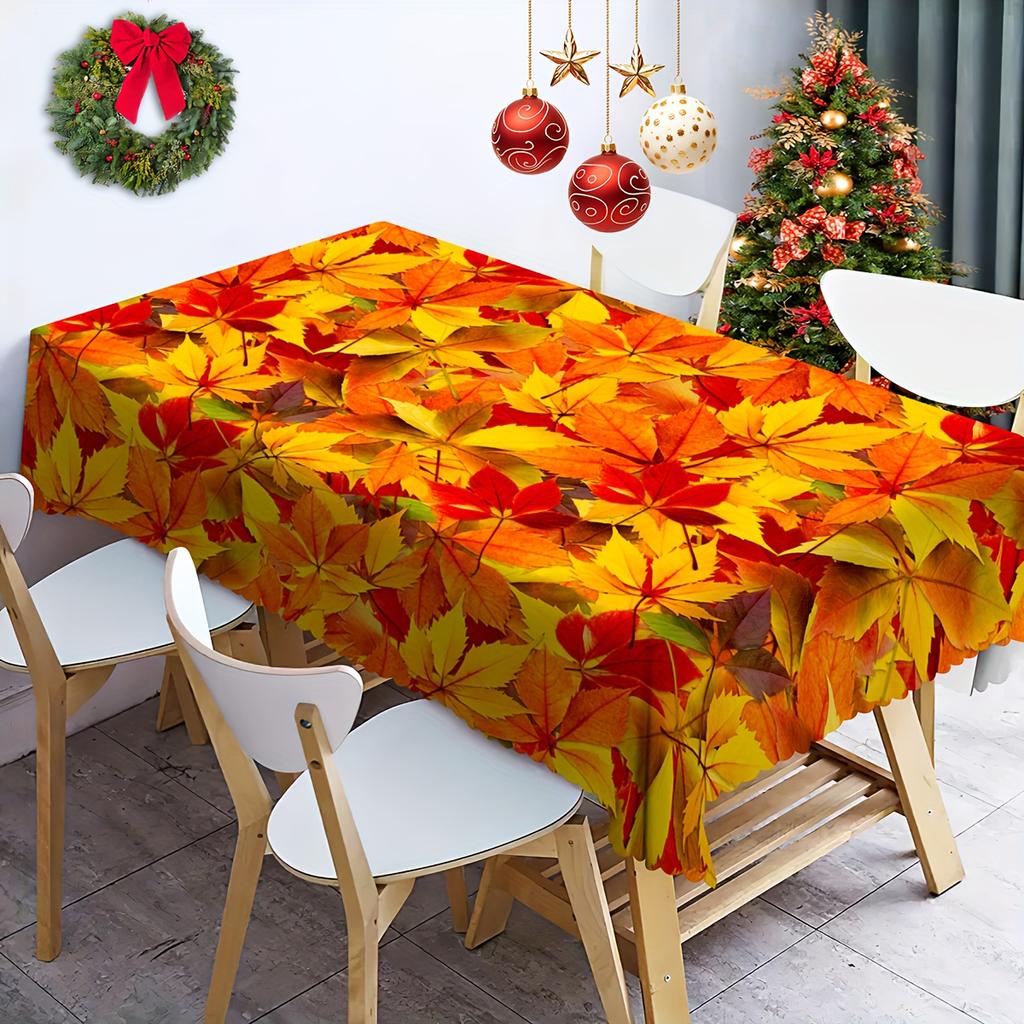 Autumn Maple Leaf Rectangle Table Cloth for Table Decor Holiday Party Waterproof Reusable Tablecloth for Tables Kitchen Dining