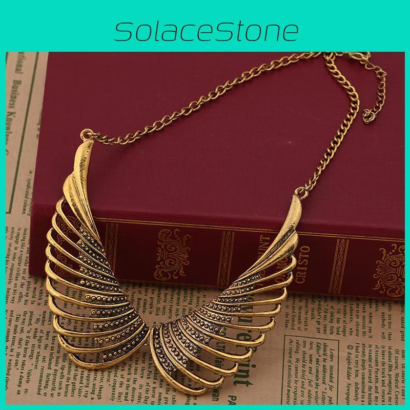 Fashionable Retro Angel Wing Pendant Women Metal Necklace For Travel