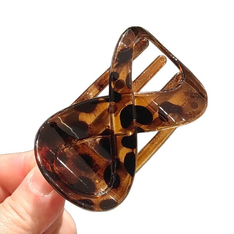 Chic Leopard Print Flat Abalone Claw Clip for Women, 2025 High-End Non-Pressing Duckbill Hair Accessory.
