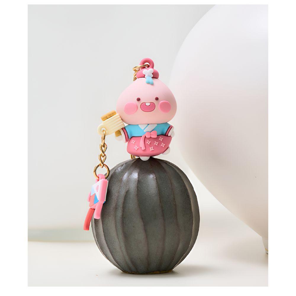 Korean Traditional Figure Keyring Apeach Doll Keychain Mini Figurine Cute K-Style