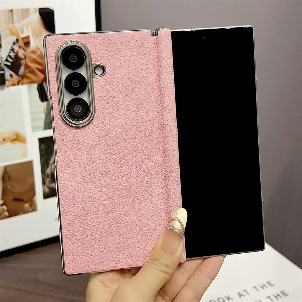 Retro Matte Leather Magnetic with Hinge Plating Phone Case for Samsung Galaxy Z Fold 7 6 5 4 for Magsafe Wireless Charging Cover