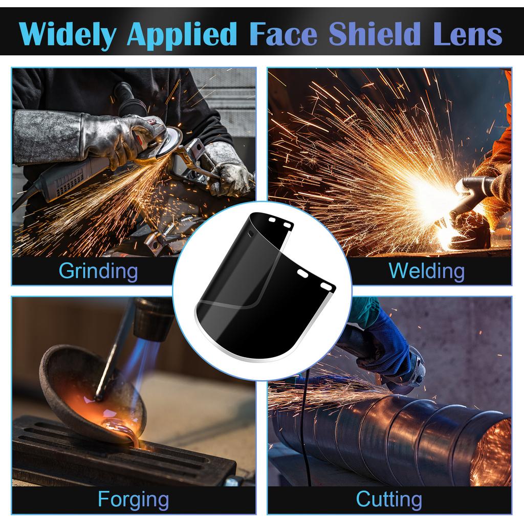 Haishell 2 Stück Gesichtsschutz Ersatzscheibe Schwarz Getönt Schutzhelm Visier für Schweißen Schleifen Cosplay (40X20Cm/15