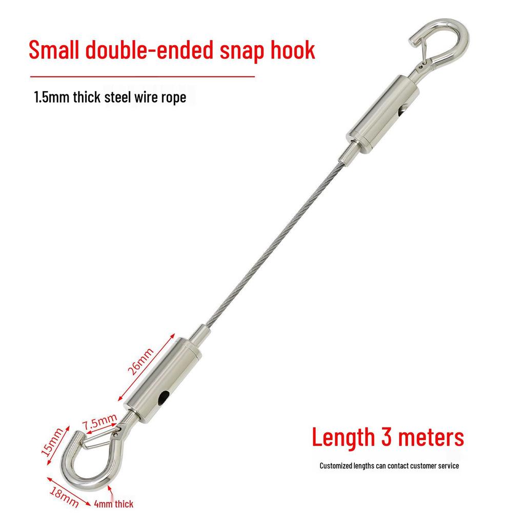 Adjustable Dual-Head Hook Steel Wire Sling with Locking Buckle for Picture Hanging