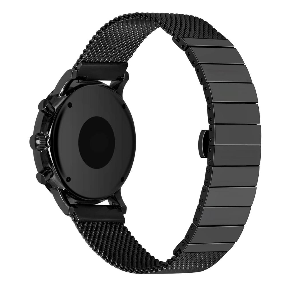 [Kai Tian] Mesh Black Belt 24mm Watch Band Wristwatch Strap Metal Band Stainless Steel Push D Buckle Replacement Strap Watch Brush Wire Mesh Band Men'