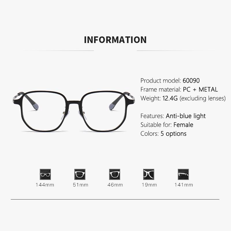 Photo-sensitive Color-changing Anti-blue-light Cross-border Ultra-light Trendy Large-frame Near-sighted Glasses 6090