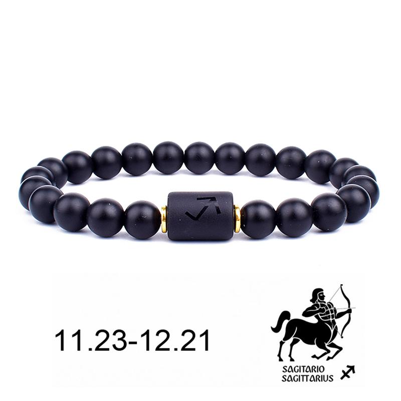 12 Constellation Bracelets Natural Black Onyx Bead Bracelet Star Sign Constellation Horoscope Couple Bracelet Friendship Jewelry