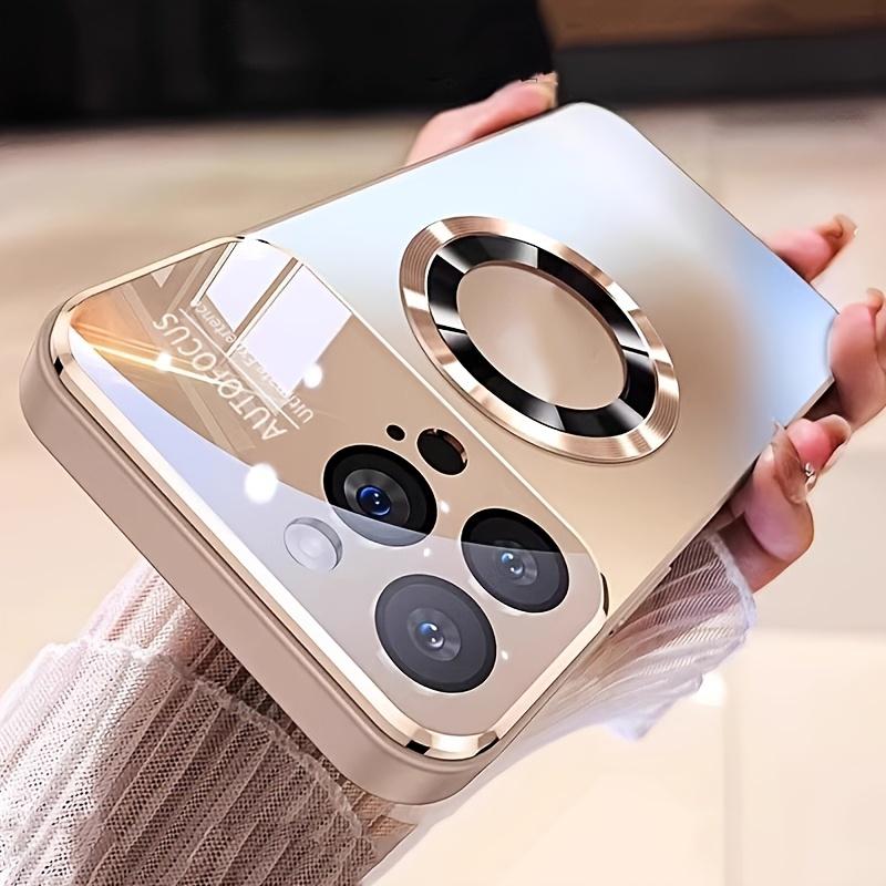 

Титановый чехол для iPhone 17 Air 16 15 14 Pro Max, Роскошная матовая магнитная крышка с защитой объектива камеры, Защита от царапин, Беспроводная зарядка, Чехол для телефона iPhone 11 розового золота