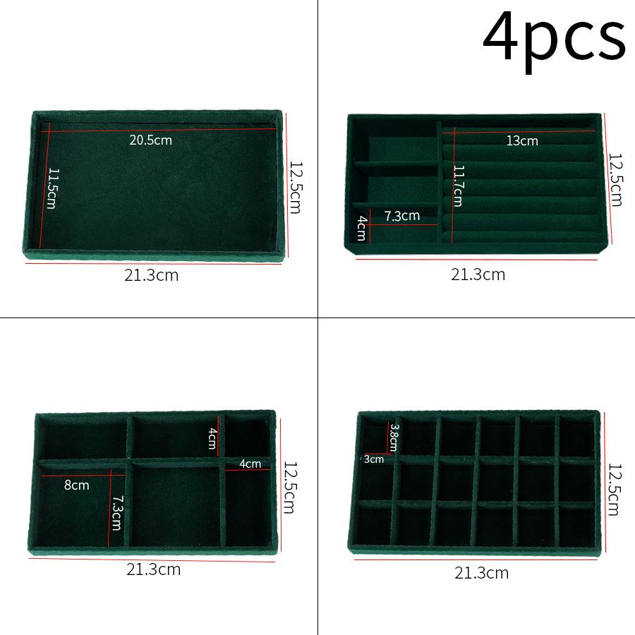 1 Set, (including 4PCS) Flocking Jewelry Box Jewelry Tray