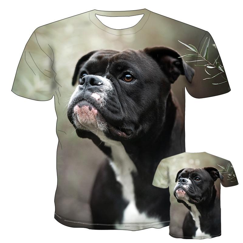 New Summer Fashion Cute Pet Dog Men's Printed T-shirt Street Harajuku Funny Handsome Round Neck Sports Quick-drying Top
