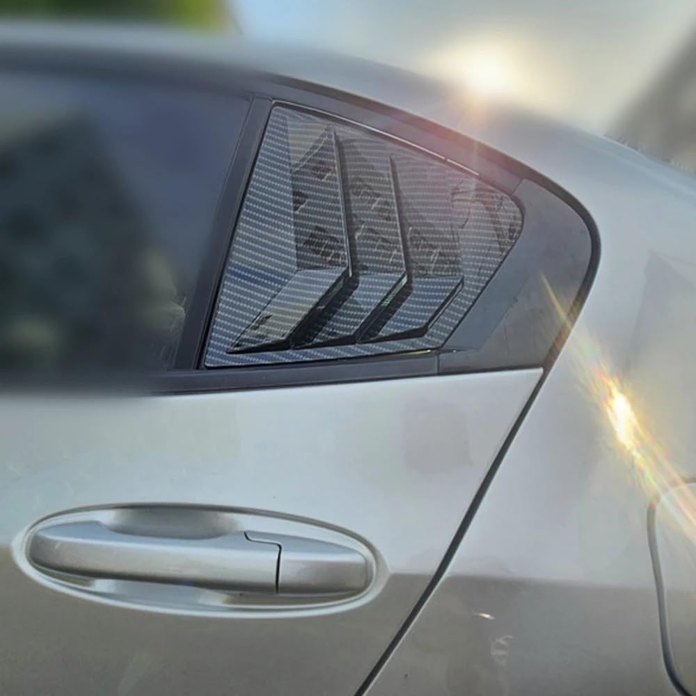 Car Rear Louver Window, Compatible with Honda City 2009-2014, Carbon Fiber Look Side Shutter Vent Trim