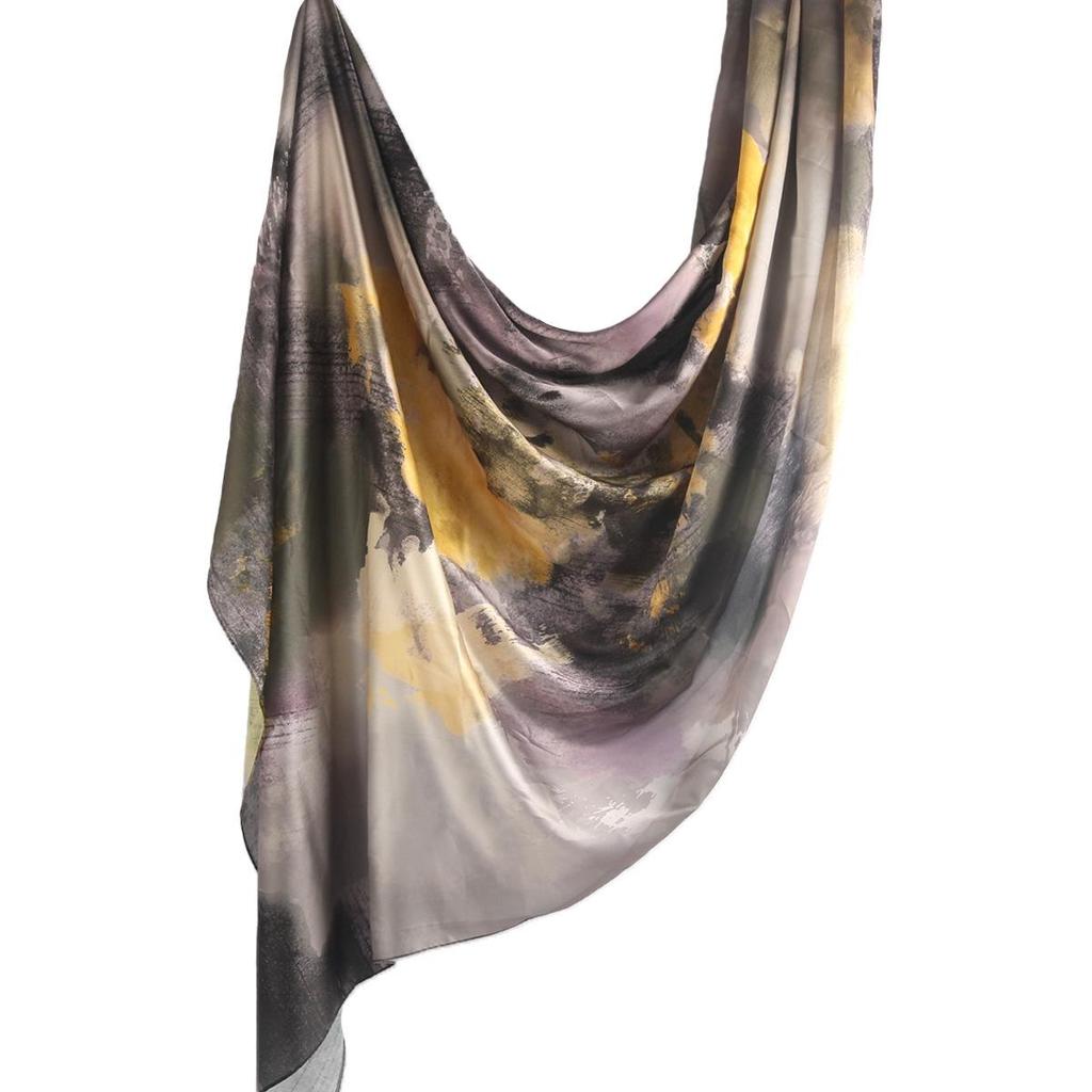 Silk Printed Marble Ethnic Headscarf and Shawl