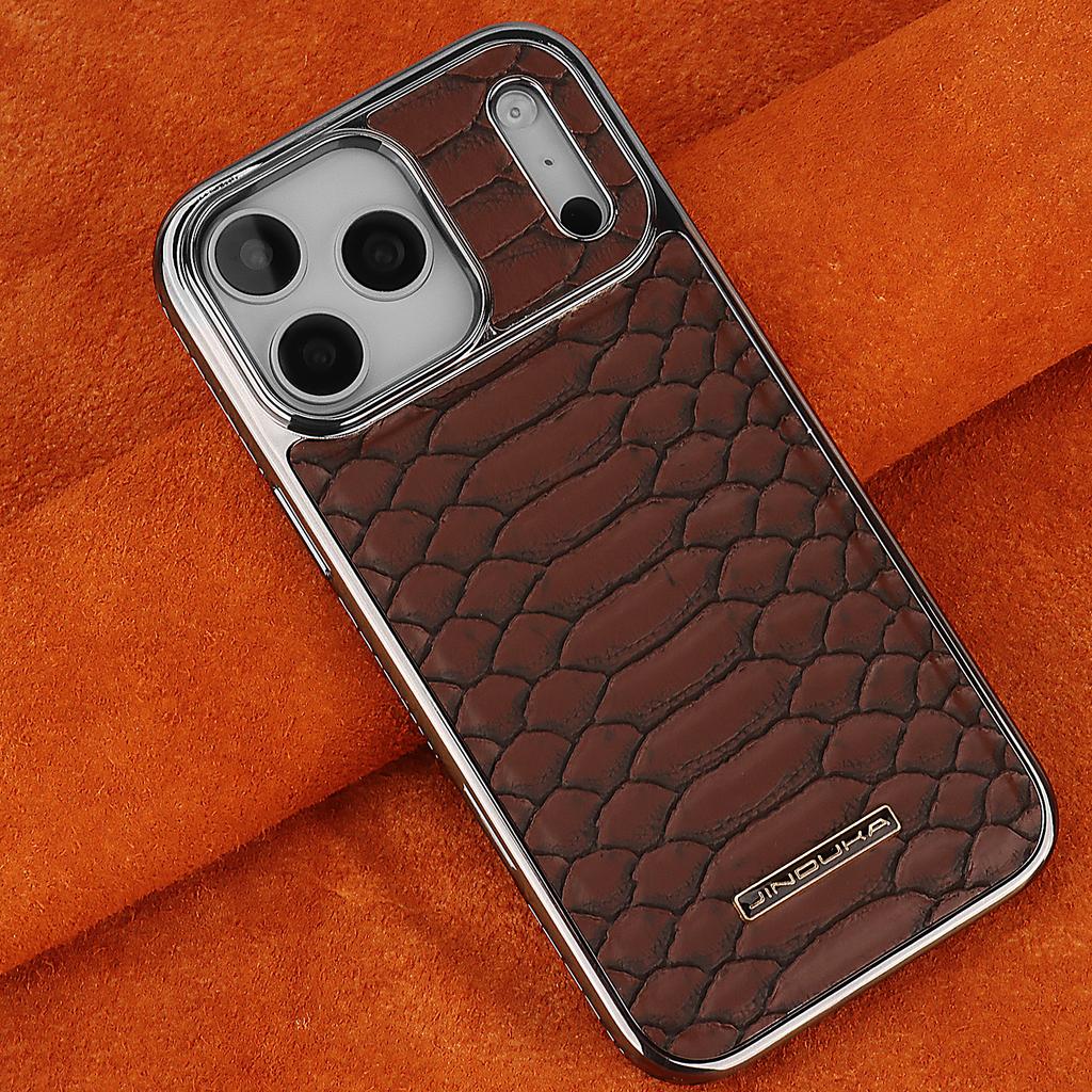 Premium Python Texture Artificial Leather Case For iPhone 17 Air 16 Pro Max 15 14 13 Luxury Business Stylish Anti-Slip Cover