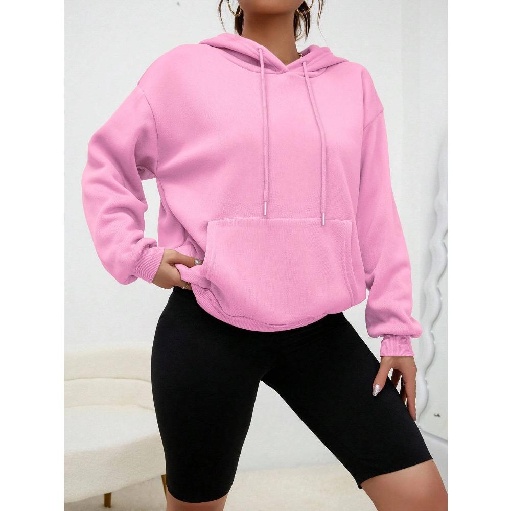 Solid Color Casual Hoodie For Female Pocket Creative Hoody All-Match Street Clothes Womens Fleece Unisex Pullovers