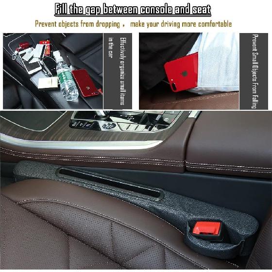 Car Seat Gap Filler Pad,2 Pcs Pu Leather Universal for Car SUV Truck To Fill The Gap Between Console and Seat,Prevent Small Objects from