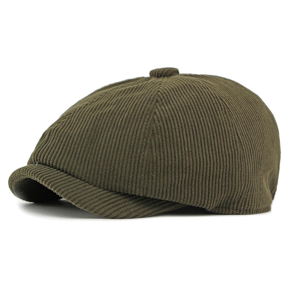 Herbst Winter Mütze Herren Damen Achteckige Mütze Dick Warm Corduroy Britisch Vintage Newsboy Mütze