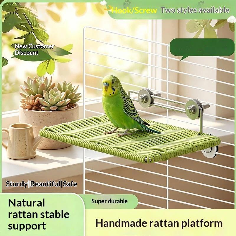 1Pcs Iimitation Rattan Weaving Parrot Perch Rest Wear Resistant Bite Resistant Jumping Platform Breathable Bird Resting Platform