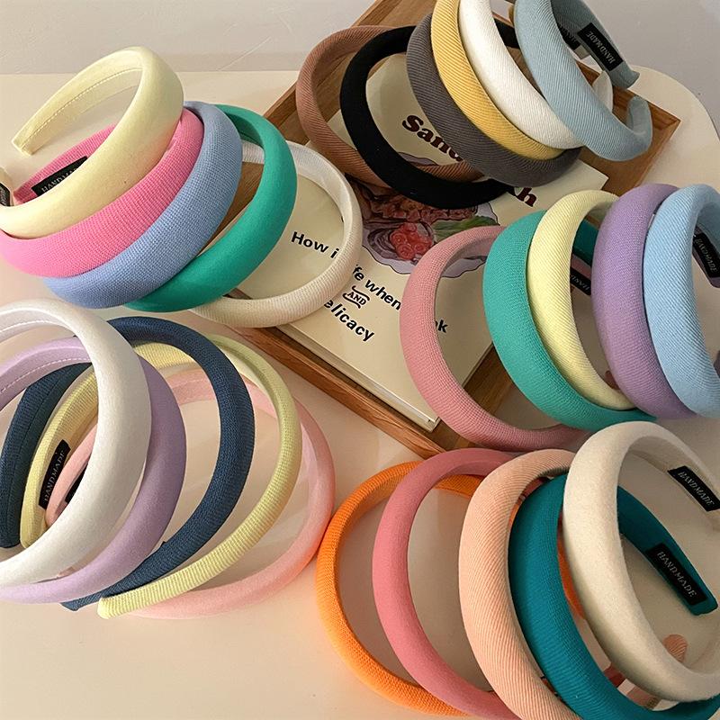 New Fashion Solid Color Wide Hairbands for Women Girls Vintage Simple Soft Elastic Hairband Headwear Hair Accessories