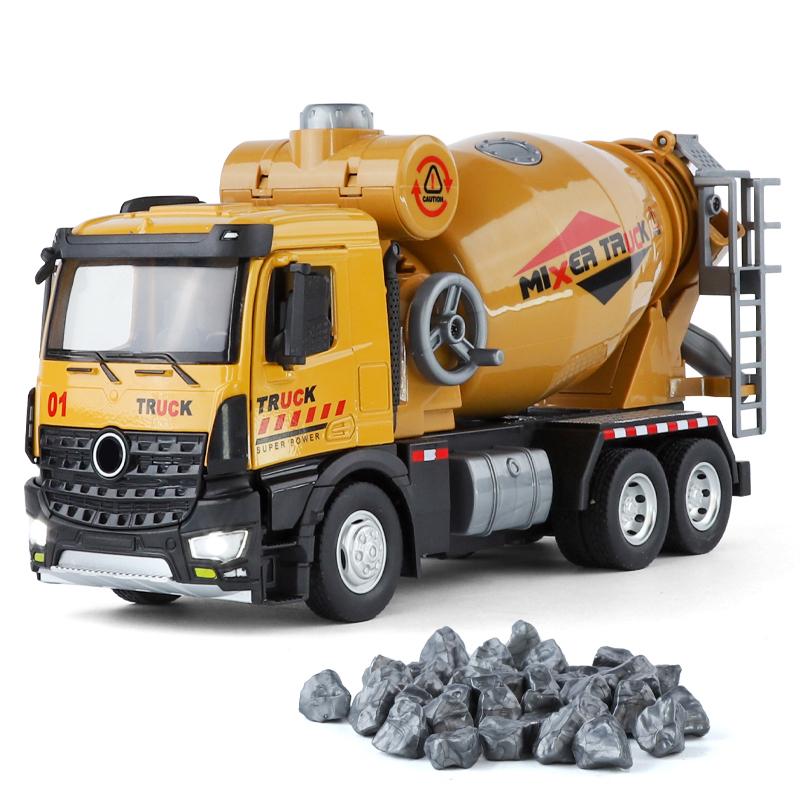 1/36 Large Alloy Mixer Truck Model with Sound and Lighting Engineering Truck Children's Toys, Durable and Suitable for Boys Gifts