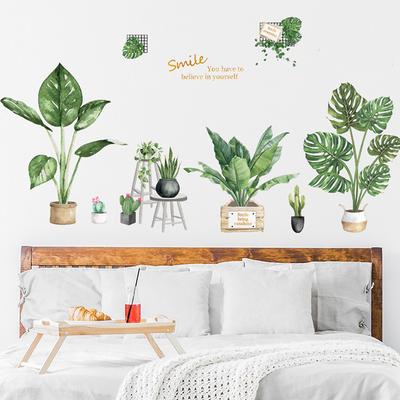 Piante Verdi Dipinte Piante in Vaso Camera da Letto Soggiorno Ingresso Abbellimento e Decorazione Casa Adesivi Murali