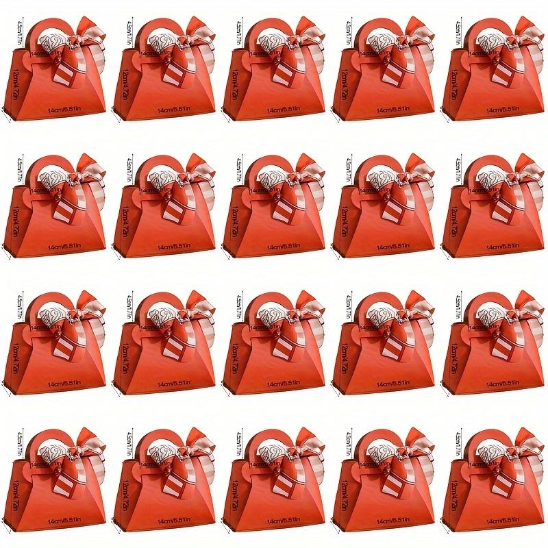 20 STÜCK/SET Elegante Geschenkbox aus PU-Leder für Hochzeitsbonbons Luxuriöse Handtaschen-Stil Gastgeschenkbox Brautparty-Souvenir
