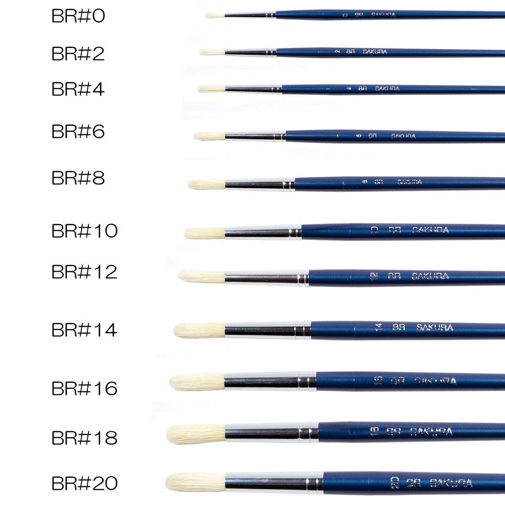 Sakura Art Pig Size 10 Pieces Cray-Pas Brushes, Bristle, Round, 0, BR#0(10),