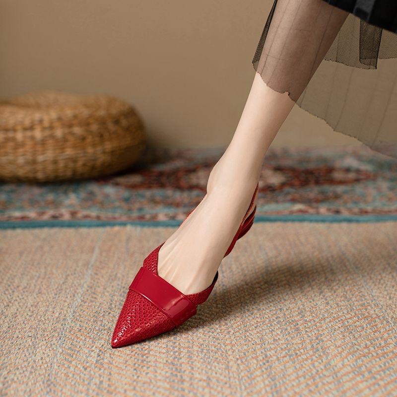 Fashion Women's Shoes 2025 Summer Fashion Closed Toe Women's Sandals Dress Sandals Women  Low Heel Slip On Pointed Toe Female Shoes