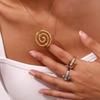 Elegant and Simple Spiral Design Jewelry Set, Gold Ring Pendant