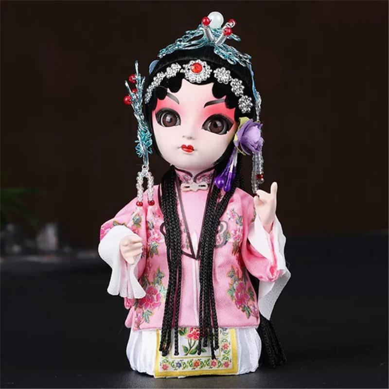 Chinese Opera Character Decoration Silk Doll Peking Opera Mask Doll Chinese Handmade Decorative Gifts Shop Decoration Doll
