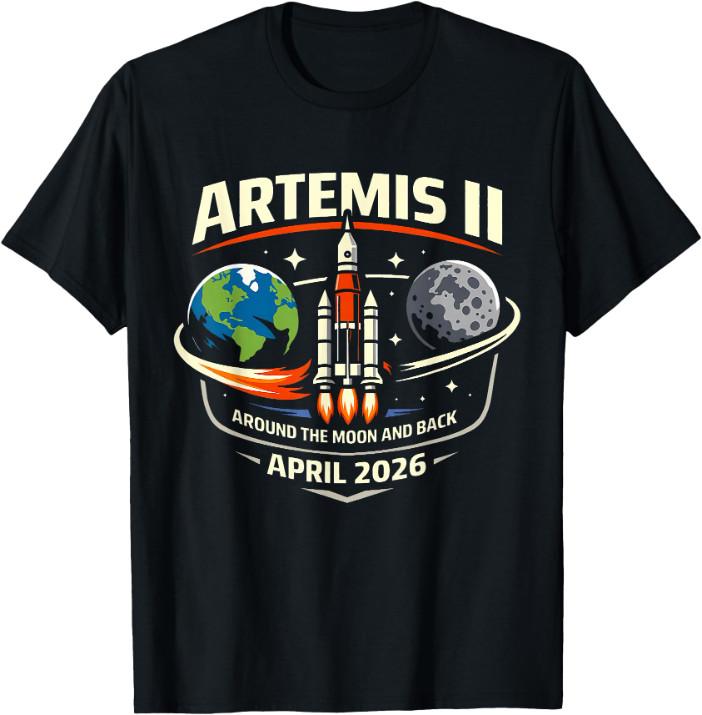 Vintage Artemis II Return to The Moon Mission Patch 2026 T-Shirt S разноцветный
