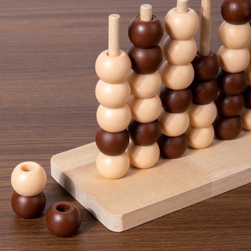 Wooden Children's Early Education Boxed Three-dimensional Double Quadruple Game Chess Puzzle Tabletop Interactive Student Chess Toys