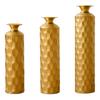 Gold Metal Floor Vases Set of 3, Semi-Handmade Standing with Honeycomb Pattern, Decorative for Living Room, Hallway, Entrance, 50/65/85 Cm Height