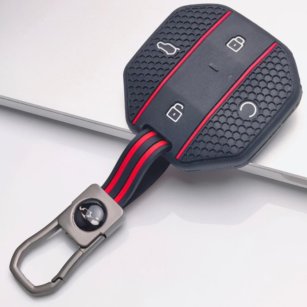 Smart Remote Key Shell Protector for Chery JETOUR Freedom Traveler Tiggo 7 Pro with Keychain Honeycomb Texture Racing Stripe Remote Key Case Protector