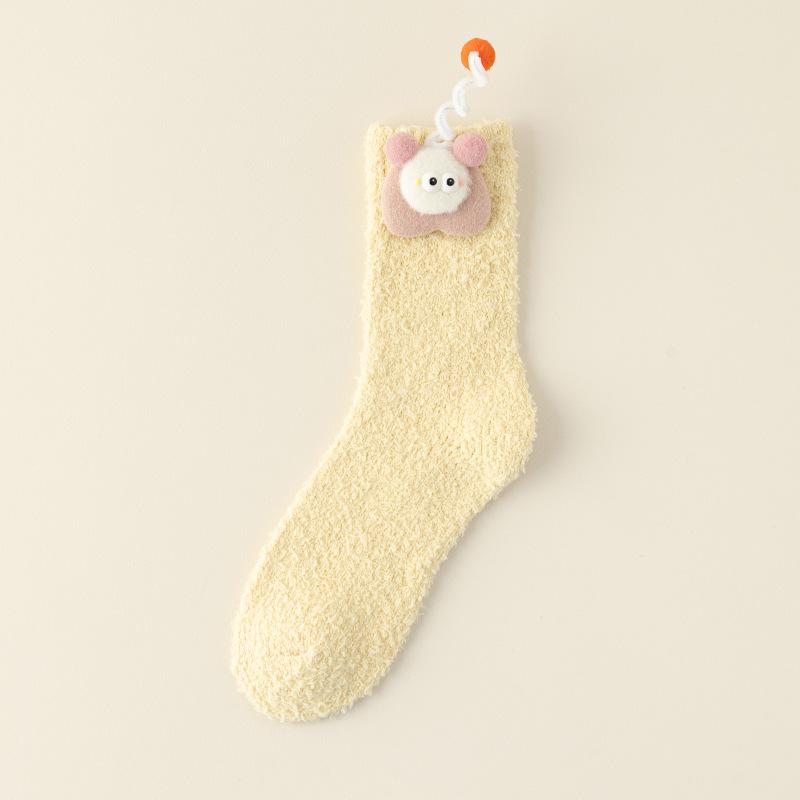 

Женские осенне-зимние носки-трубы до пола с добавлением бархата и утолщенные, милые, теплые, для сна, с рисунком луны и сына 1 pair жёлтый