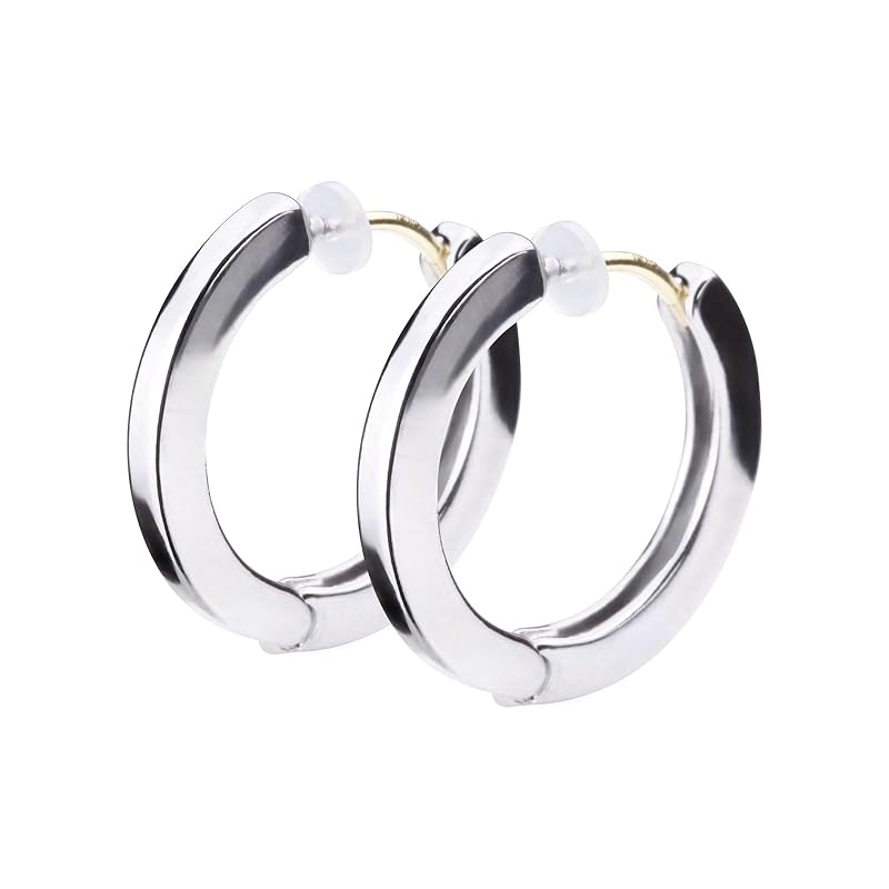 

LOKUMI earrings made in Japan 18k gold K18 post K18 Compatible with metal allergies hoop hoop earrings catchless one touch ladies plane round simple