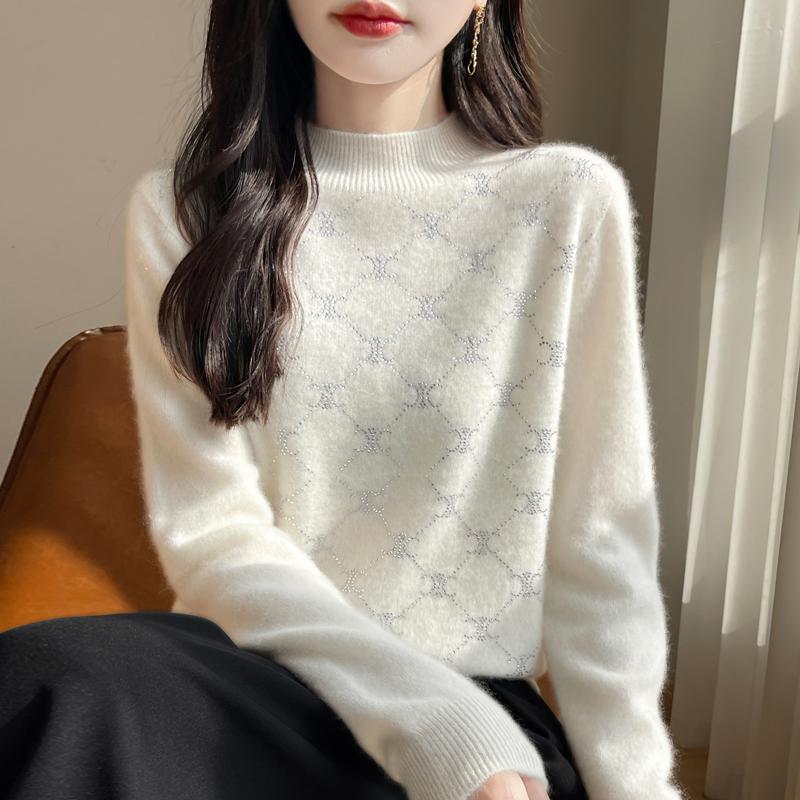 Women's Cashmere Sweater Qinghe Cashmere 30% Cashmere 70% Wool Autumn and Winter Pullover Warm and Fashionable