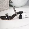 Summer, Plus Size, Square Toe, Rhinestone, High-heeled Slippers, New Styles, Irregular Heels, Sandals, Women's