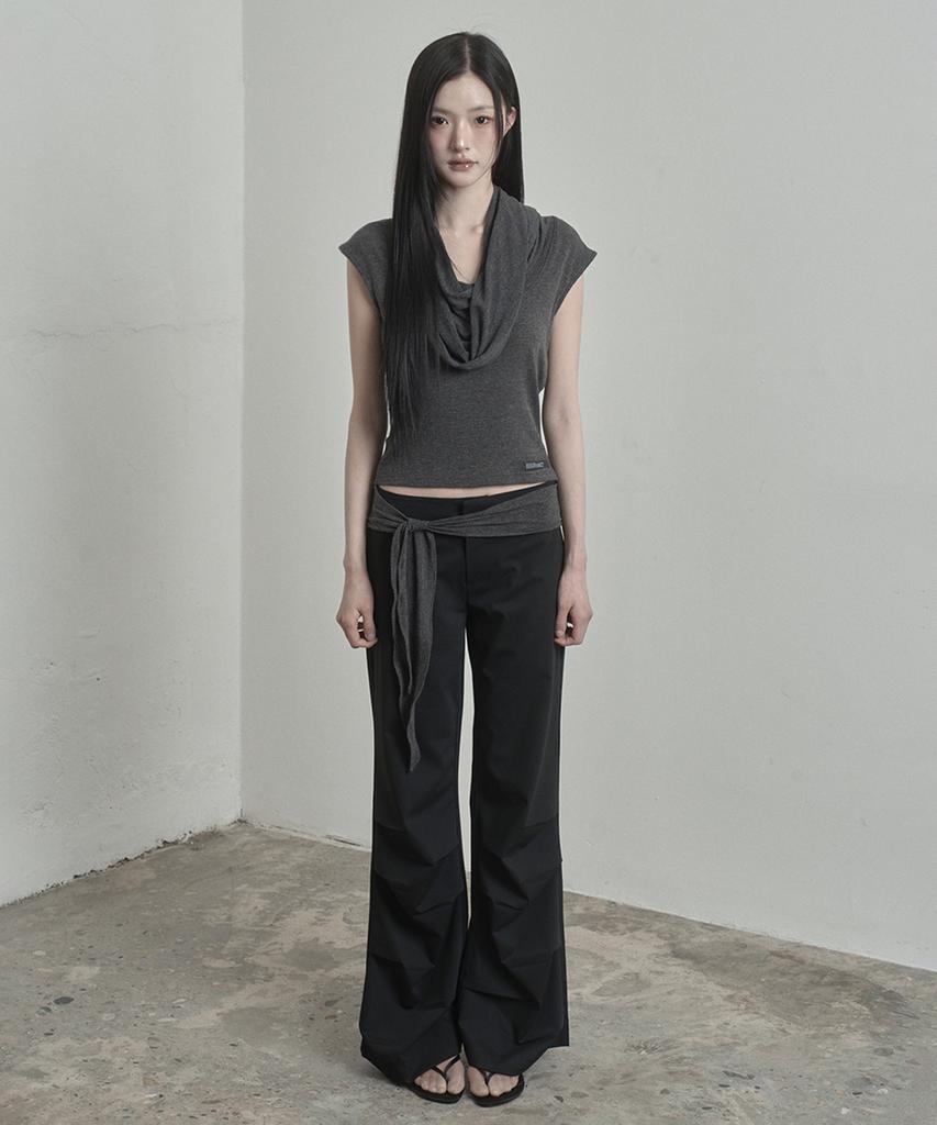 Inegi Drape Flare Slacks (Black)