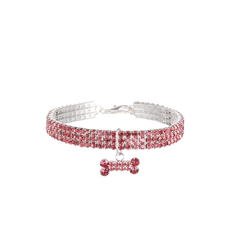 Luxus Katzenhalsband Knochenform Haustierhalskette für Katzen Kleine Hunde Verstellbares Katzenkristallhalsband Welpenhalskette Haustierbedarf