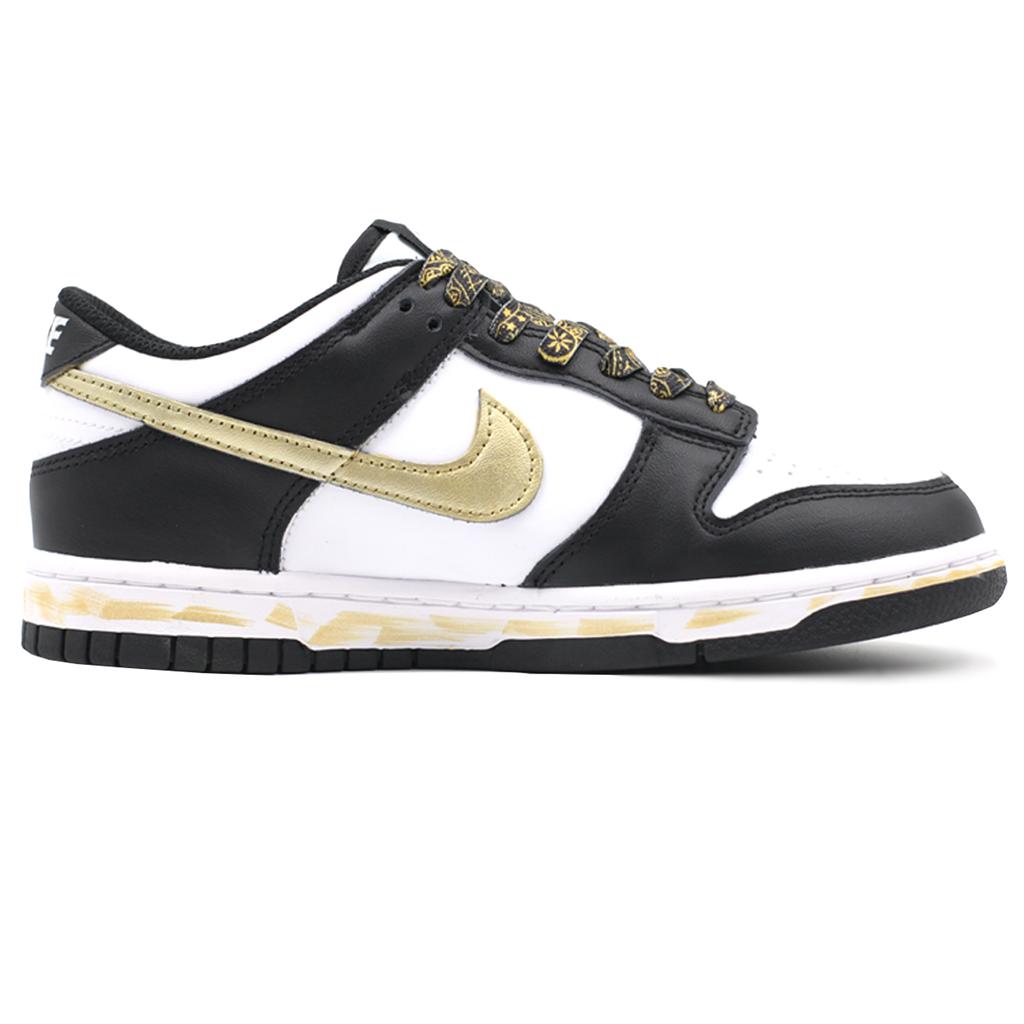 Nike Pantofi Skateboard Dunk Rezistenți la Uzură și Ușori cu Guler Jos Unisex Negru Auriu DD1391-100(Echipa205--CUTIE)