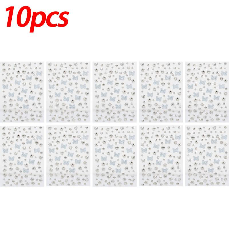 1/10pcs Glitter Star Heart Butterflies Face Sticker Gold Silver Rhinestones Sticker Temporary Tattoos DIY Body Arts Party Decor