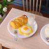 1/12 Dollhouse Simulation Breakfast Mini Steamed Buns Egg Bread Milk Model Dollhouse Kitchen Scene Decoration Pretend Play Toys