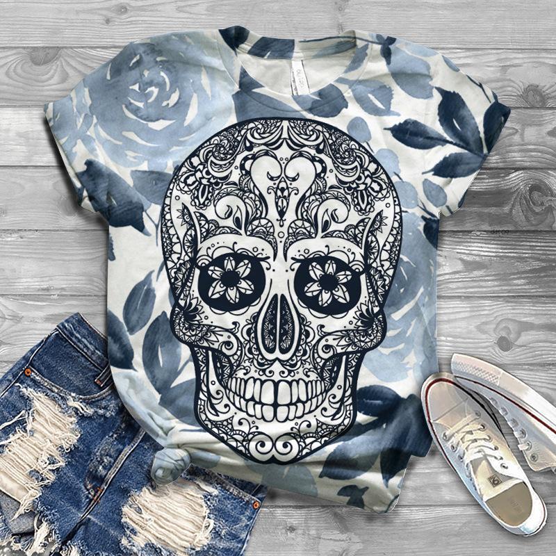 Uformell Kortermet Trykket Moteriktig Oversized 3D Topp Mønster T-skjorte for Menn Komfortabel Sommer Rund Hals