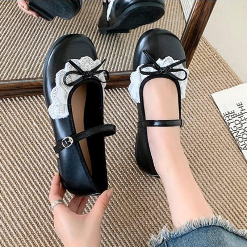 Fashion 2025 Autumn Lace Women Mary Jane Shoes Fashion Shallow Round Toe Lolita Shoes Ladies Elegant Outdoor Single Shoes Women Loafers