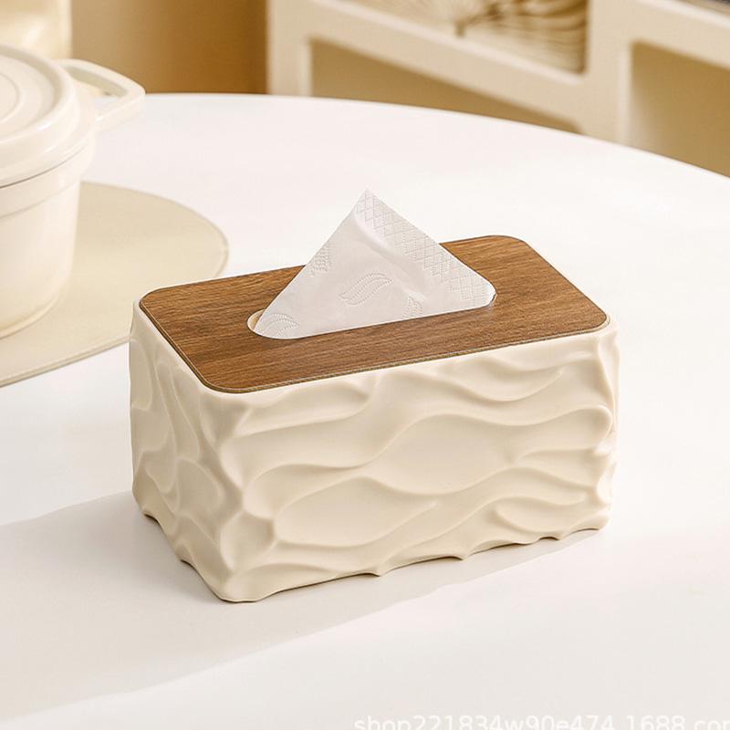 Schreibtisch-Taschentuchbox Wellenmuster Kreative Taschentuchbox Einfacher nordischer Stil Servietten-Aufbewahrungsbox Wohnzimmer-Taschentuchbox