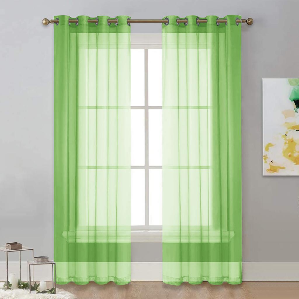 1pc Modern Solid Colour Sheer Curtain, Curtains for Living Room, Bedroom, Home Decoration, French Window Screen Grommet Top