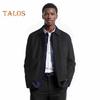 Men Jacket Lapel Long Sleeve Single Breasted Middle-aged Coat with Patch Pocket Solid Color Casual Jacket Outwear